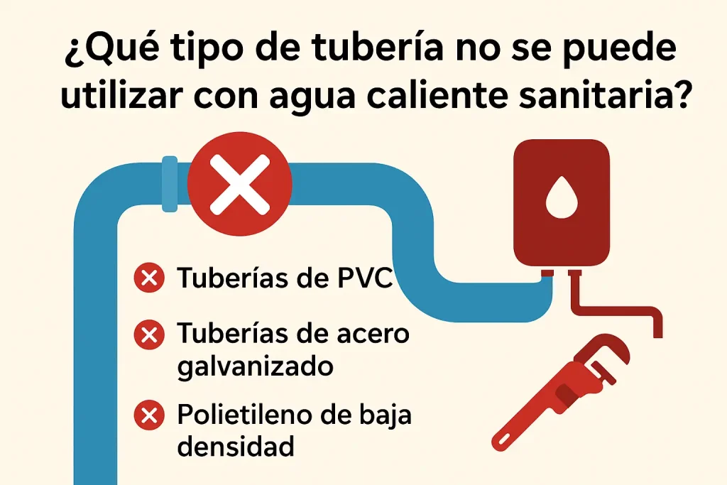 Qué tipo de tubería no se puede utilizar con agua caliente sanitaria